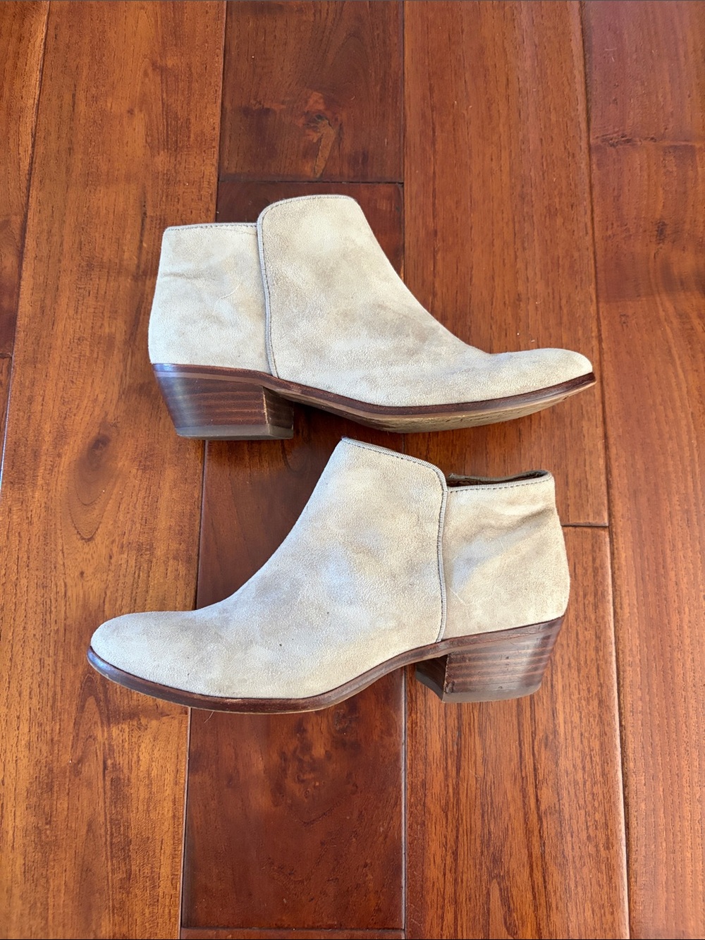 Sam Edelman Ankle Boots Bootie Size 6.5M Suede Side Zip Western Fall Neutral